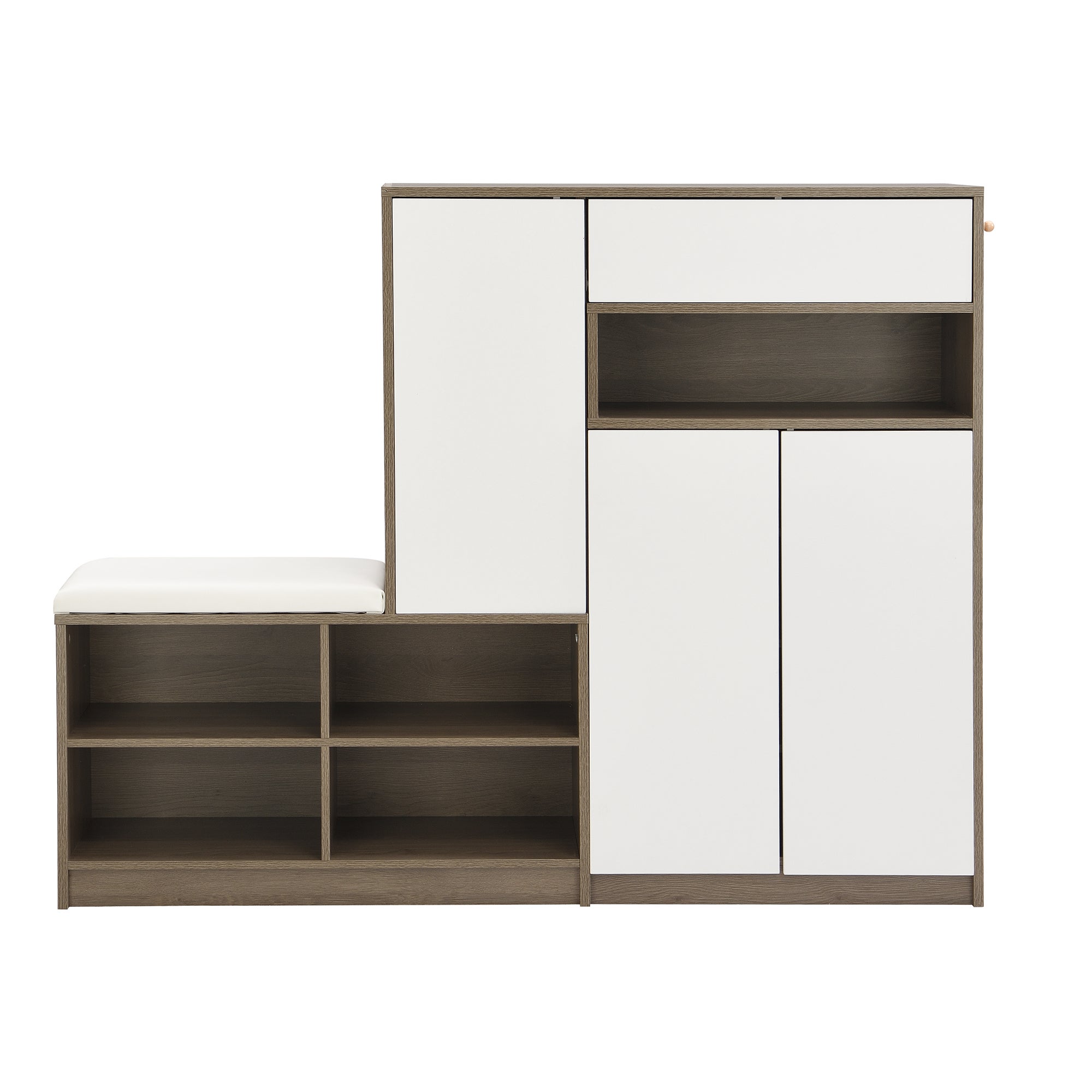 Cómoda con 6 cajones de ratán - 120 x 40 x 76,5 cm - Tablero de partículas + tiradores de metal - Roble - 5