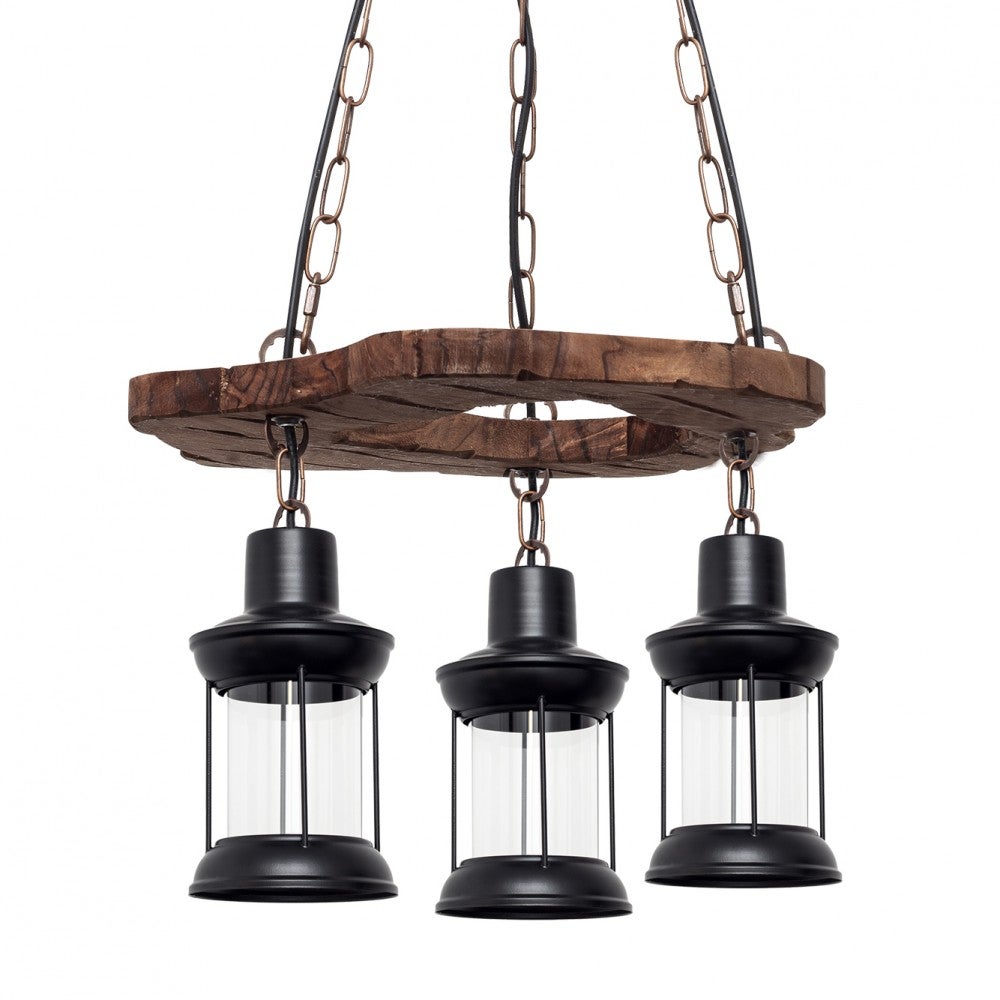 Lampada a sospensione rustica in stile rustico a 3 luci xE27 Marrone FABRILAMP - 2