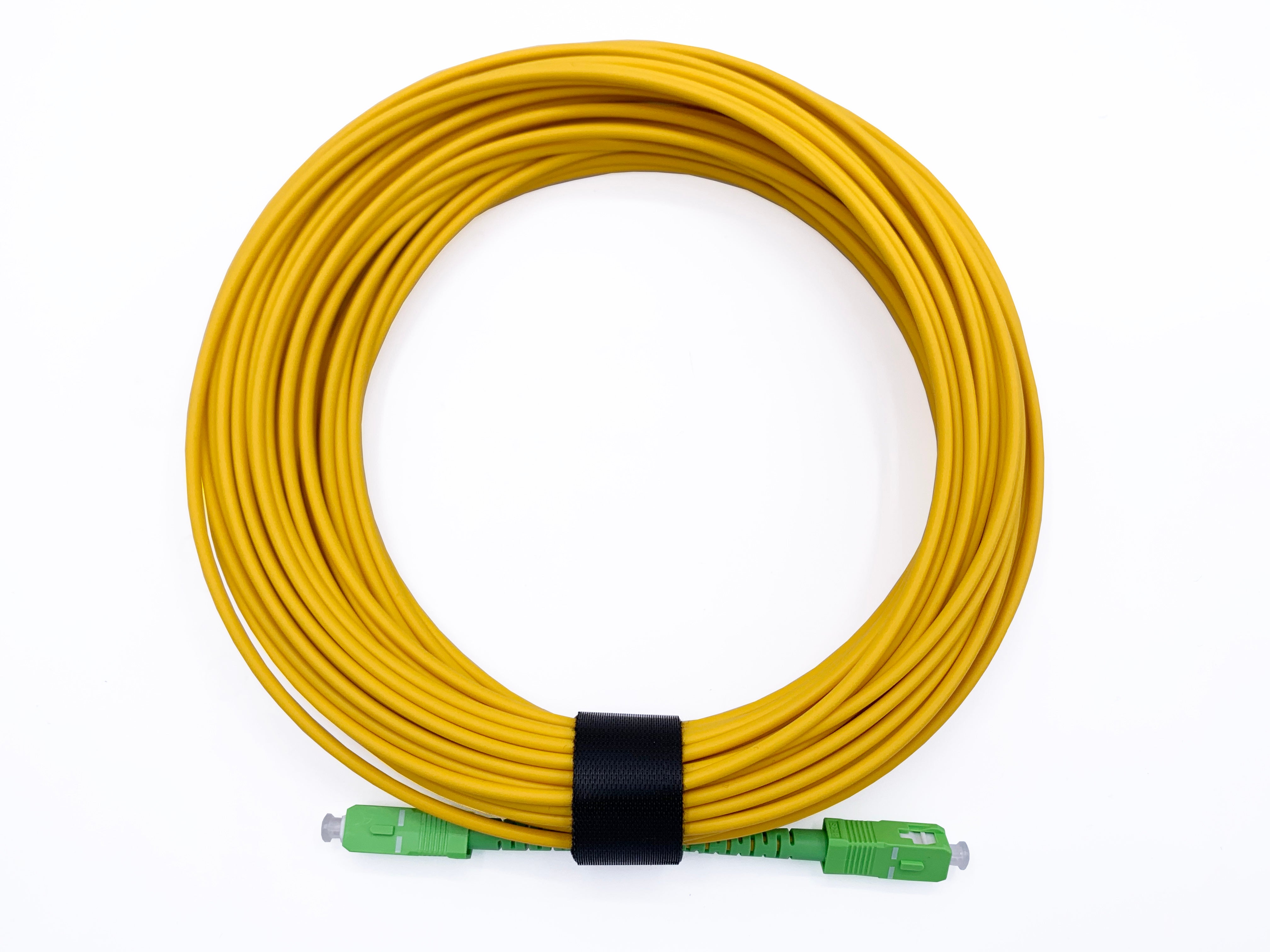 Elfcam® - Cable/Rallonge Fibre Optique Orange SFR Bouygues - 40M - Jarretiere Simplex Monomode SC/APC a SC/APC - Blindage et Conne... Jaune - 3