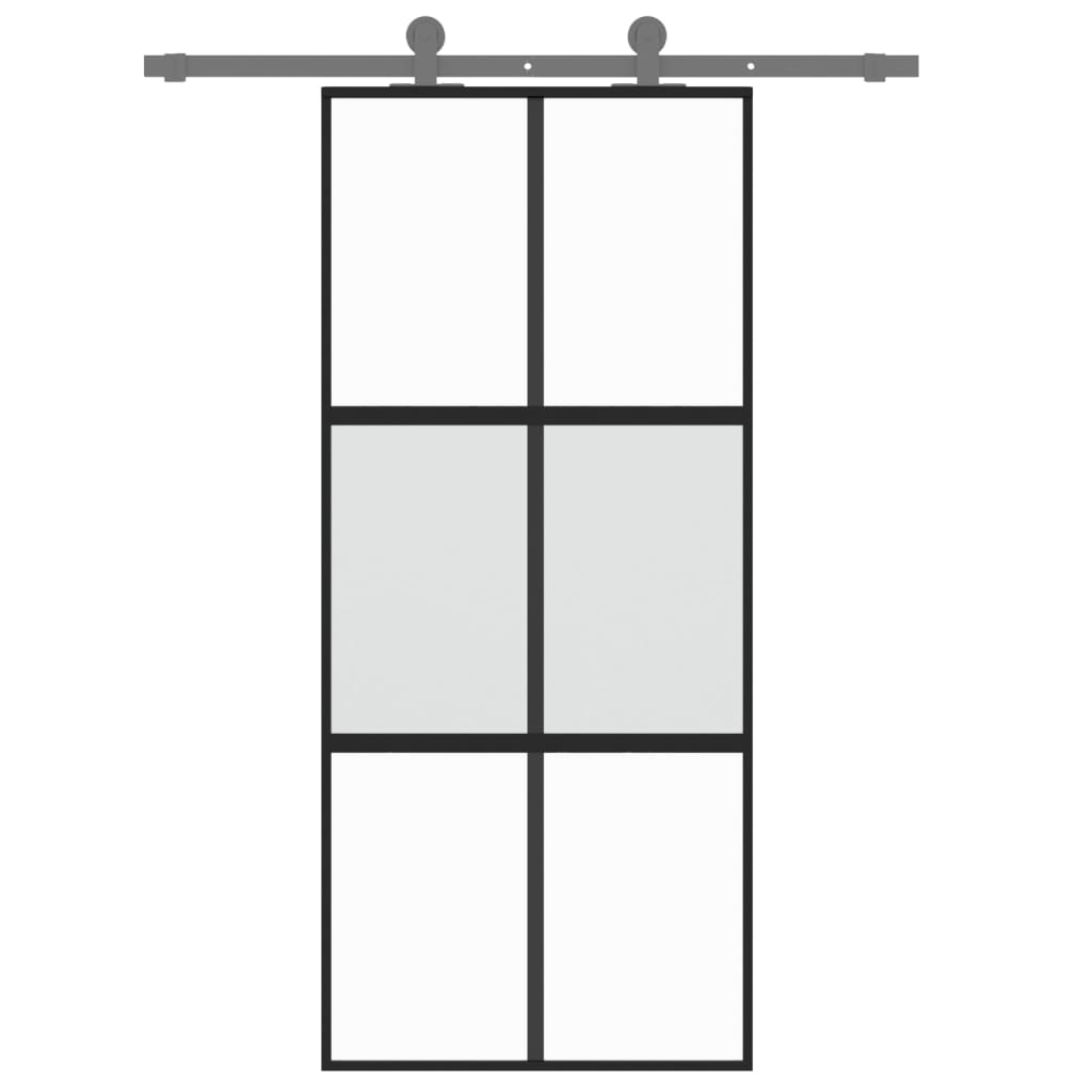 Puerta corredera | Puerta de la cocina vidrio templado y aluminio negra 90x205 cm CFW31213 - 3