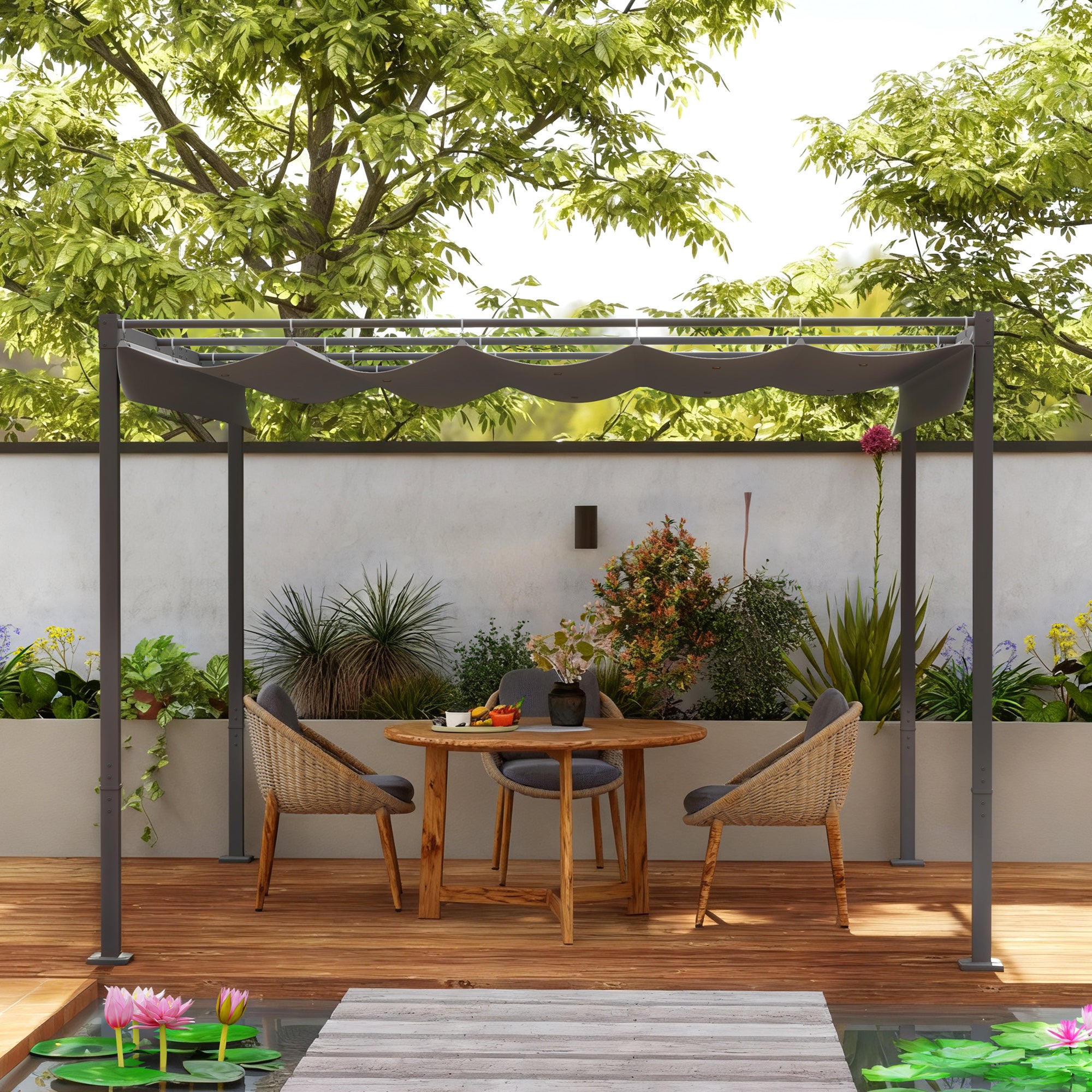Pergola Gris en Acier 8.8 m² - 9