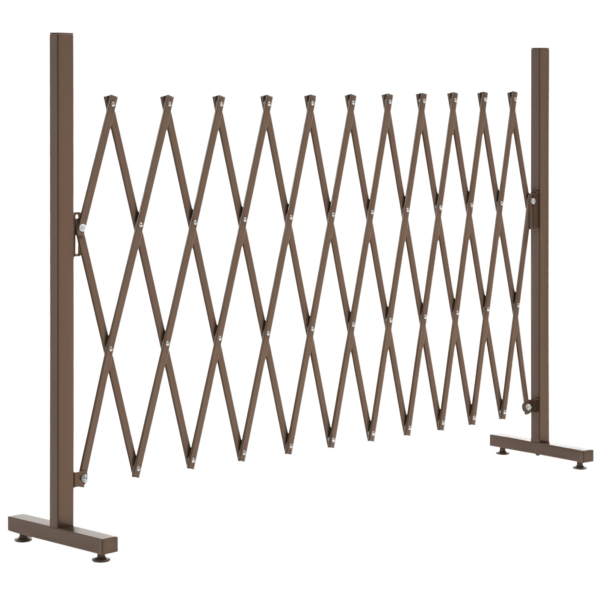 Regulowany-szerokość ogród Fence, metal i Aluminum, 300x31x103.5 cm, Dark brązowy