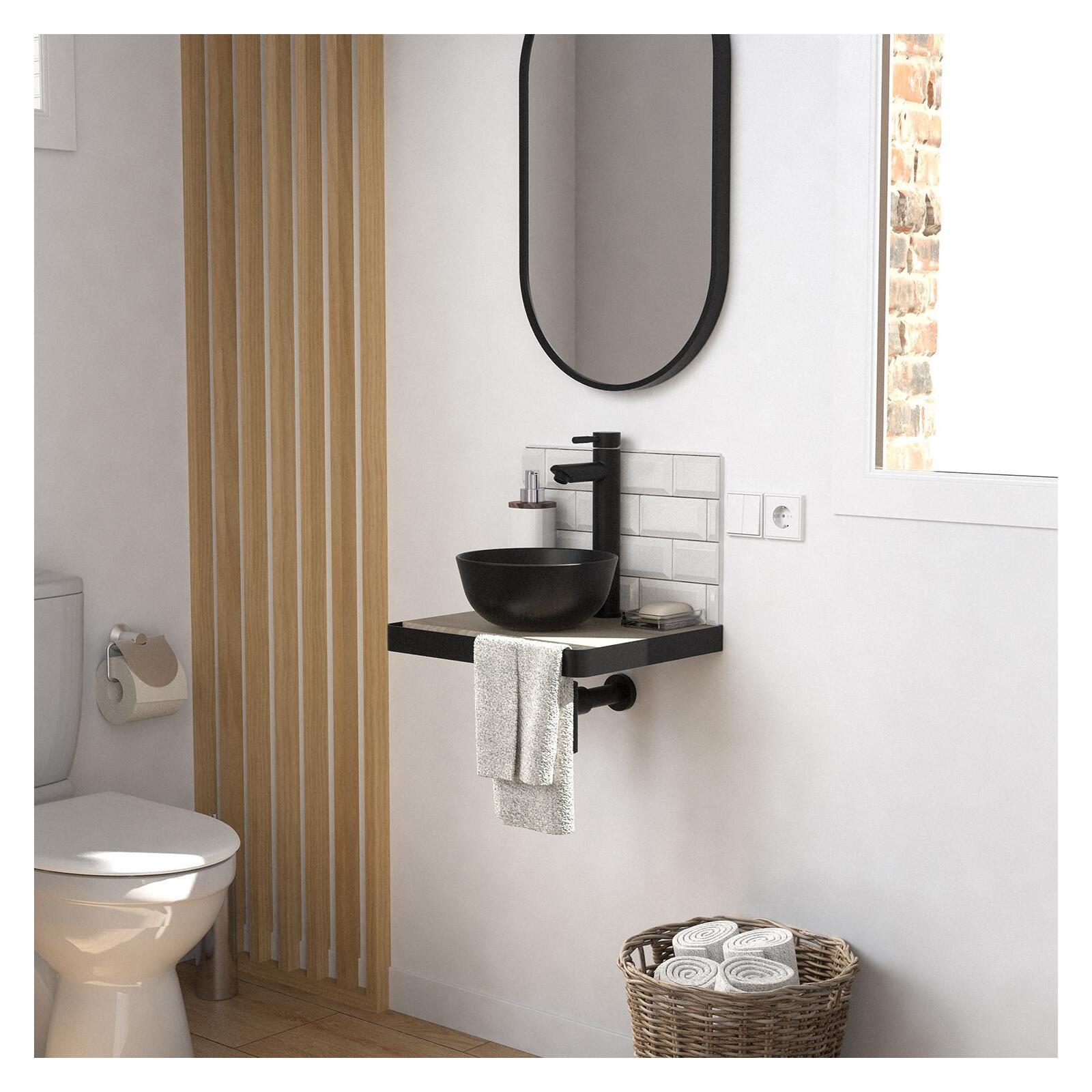 Meuble lave-mains SOHO avec porte serviette et vasque noire - 7