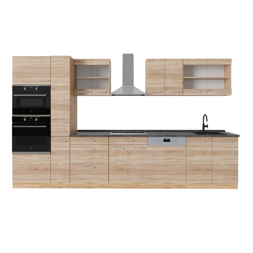 Vicco Kompletna kuchnia R-Line, Dąb Sonoma/Goldkraft, 350 cm , BP Antracyt