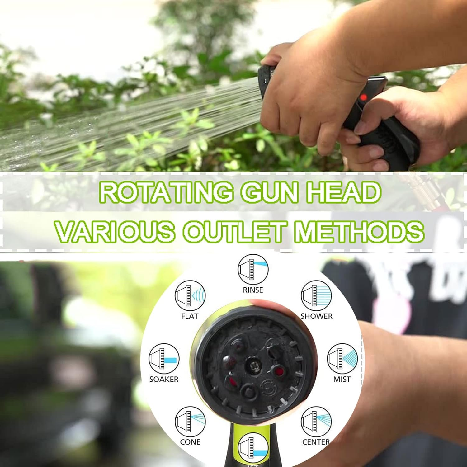 Tubo da giardino estensibile da 15 m, tubo flessibile per l'acqua con ugello multifunzione e gancio, kit tubo da giardino telescopico | Leroy Merlin