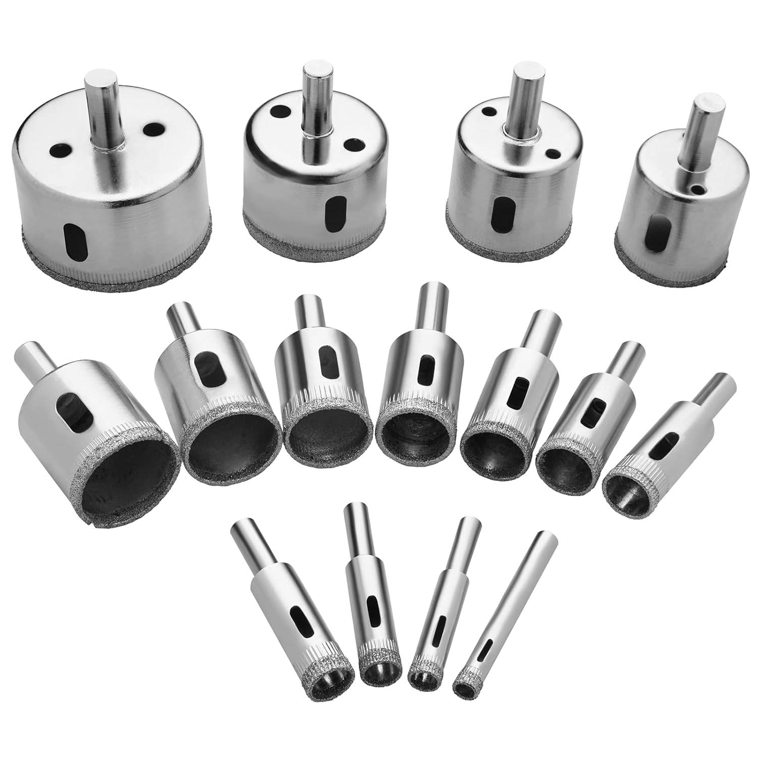 Zestaw wierteł diamentowych, 15-częściowy zestaw narzędzi do otwornic, otwornica do płytek szklanych/płytek ceramicznych/marmuru/porcelany, stal 8 mm