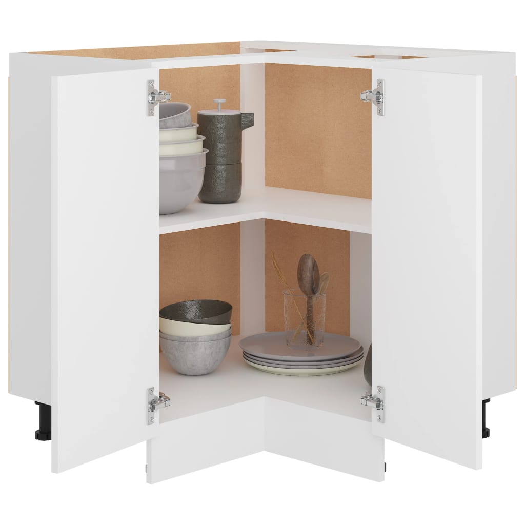 Meuble Bas De Cuisine - Armoire d'angle basse Blanc 75,5 x 75,5 x 81,5 cm Bois d'ingénierie 6362fr - 4