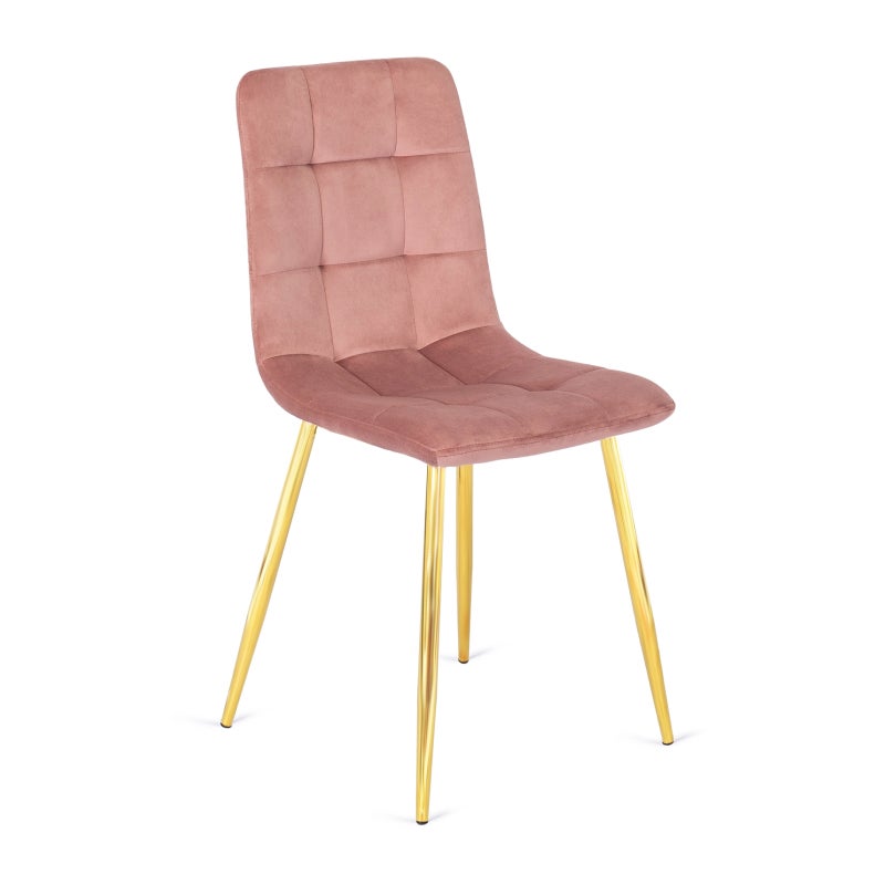 Krzesło Welurowe Jadalnia Glamour Złote Nogi Salon Do Toaletki Różowe YORK
