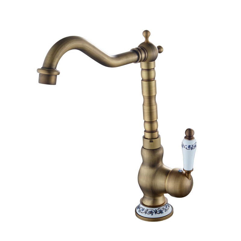 Mitigeur de lavabo en cuivre or/bronze antique H28cm pour salle de bains Mitigeur de lavabo en cuivre or/bronze antique H28cm pour salle de bains