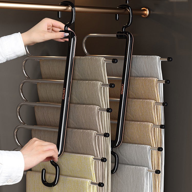 Porte-pantalons télescopique multifonctionnel pour le rangement de la garde-robe à domicile-conception de pince à pantalon pliable et spéciale - 4