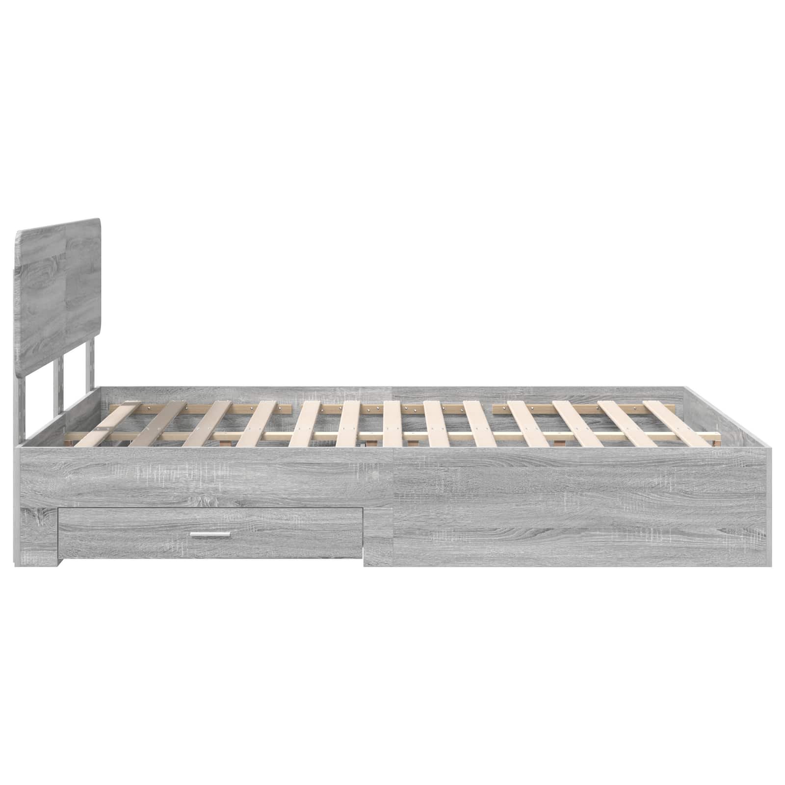 Cadre de lit gris 140 x 190 cm, panneau de bois - 9