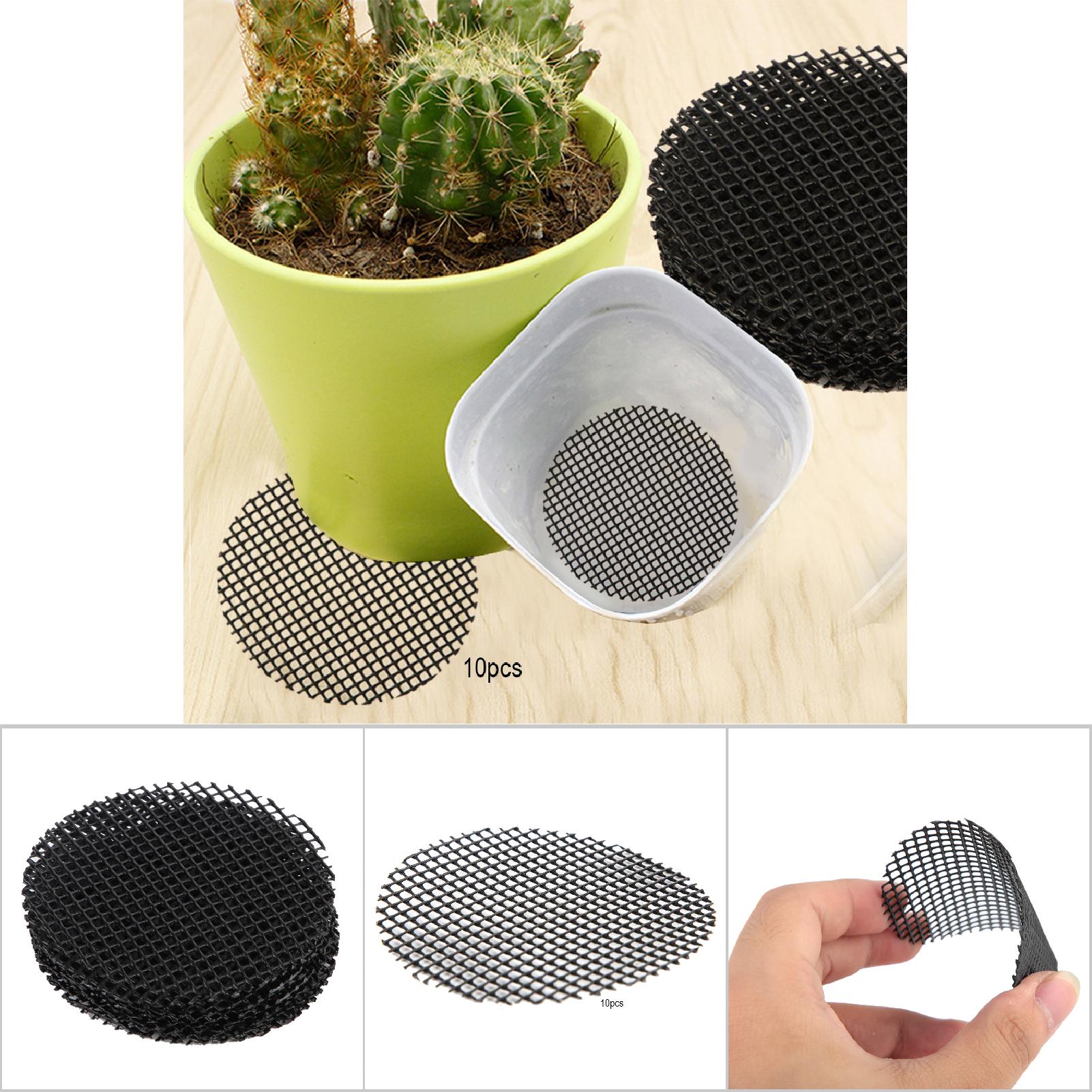 Set di 10 tappetini da giardinaggio in rete per fori di drenaggio di vasi di fiori, tappetini con base a griglia per rinvasare piante e bonsai (10 cm) - 5