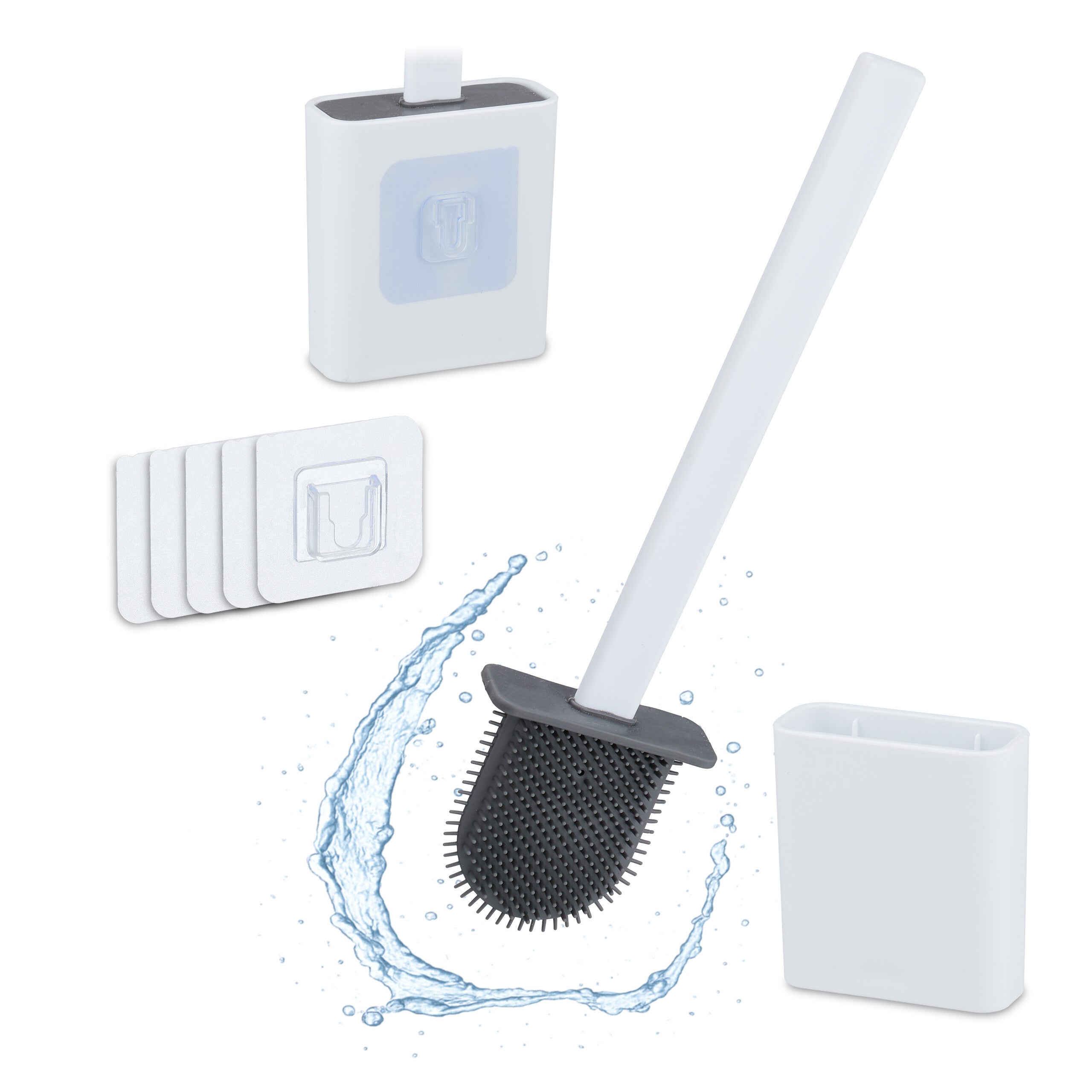 Unique Scopino WC In Silicone Per Camper E Roulotte - Testa Piatta, Con Supporto A Parete E Vassoio Antigoccia - 5