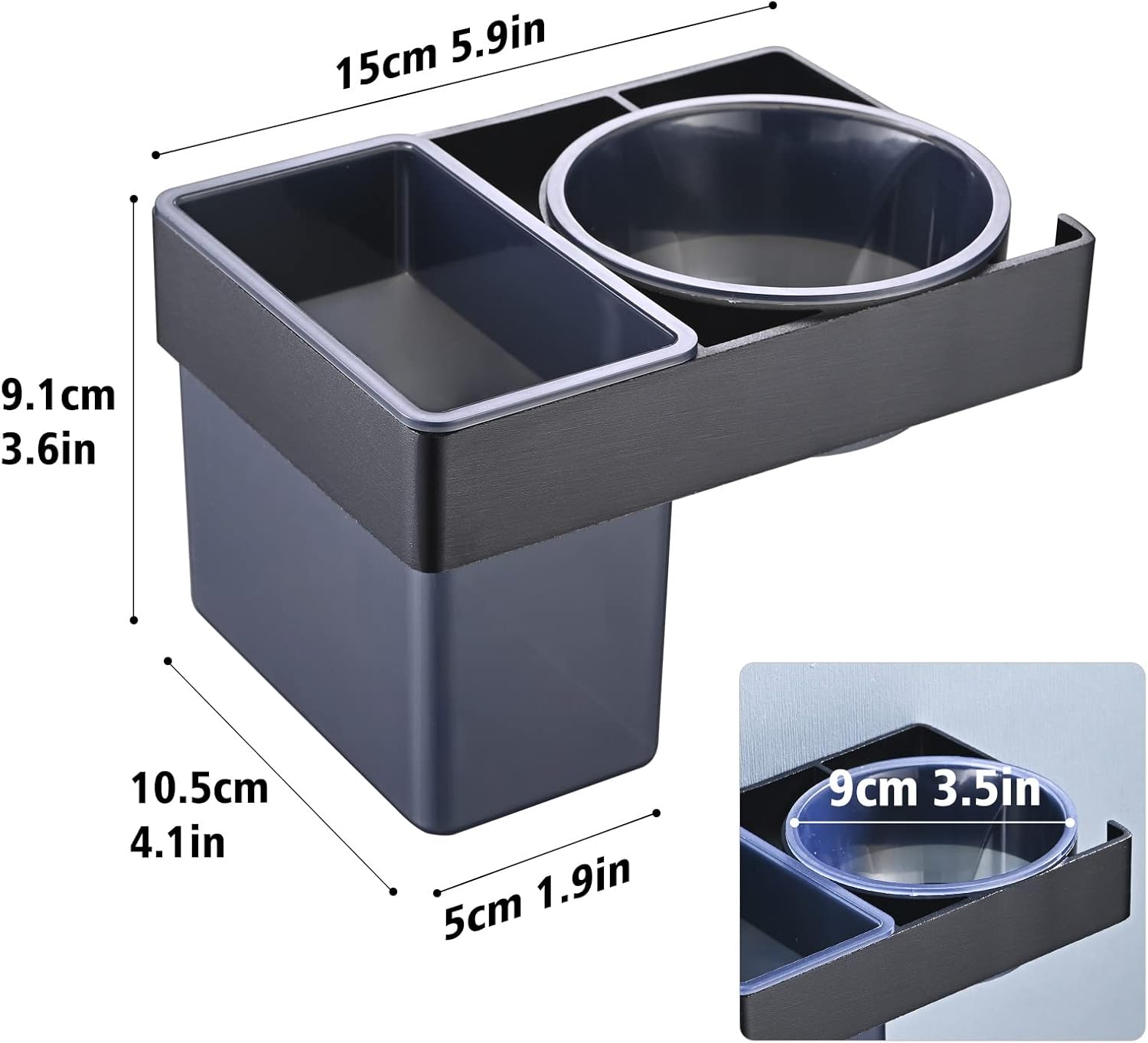 Supporto Parete Per Asciugacapelli E Piastre - Acciaio Inox Nero - Adesivo 3M