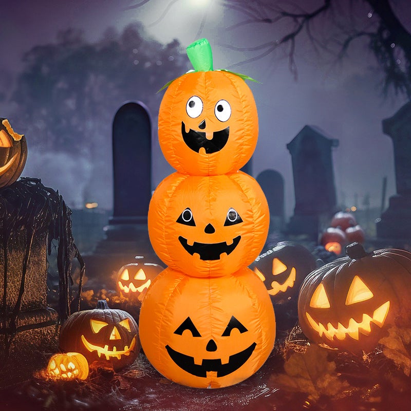 Dekoracje Halloween na zewnątrz: Nadmuchiwana dynia LED 122 cm (4 stopy), białe światła do ogrodu i na trawnik, dekoracja na Boże Narodzenie i imprezę