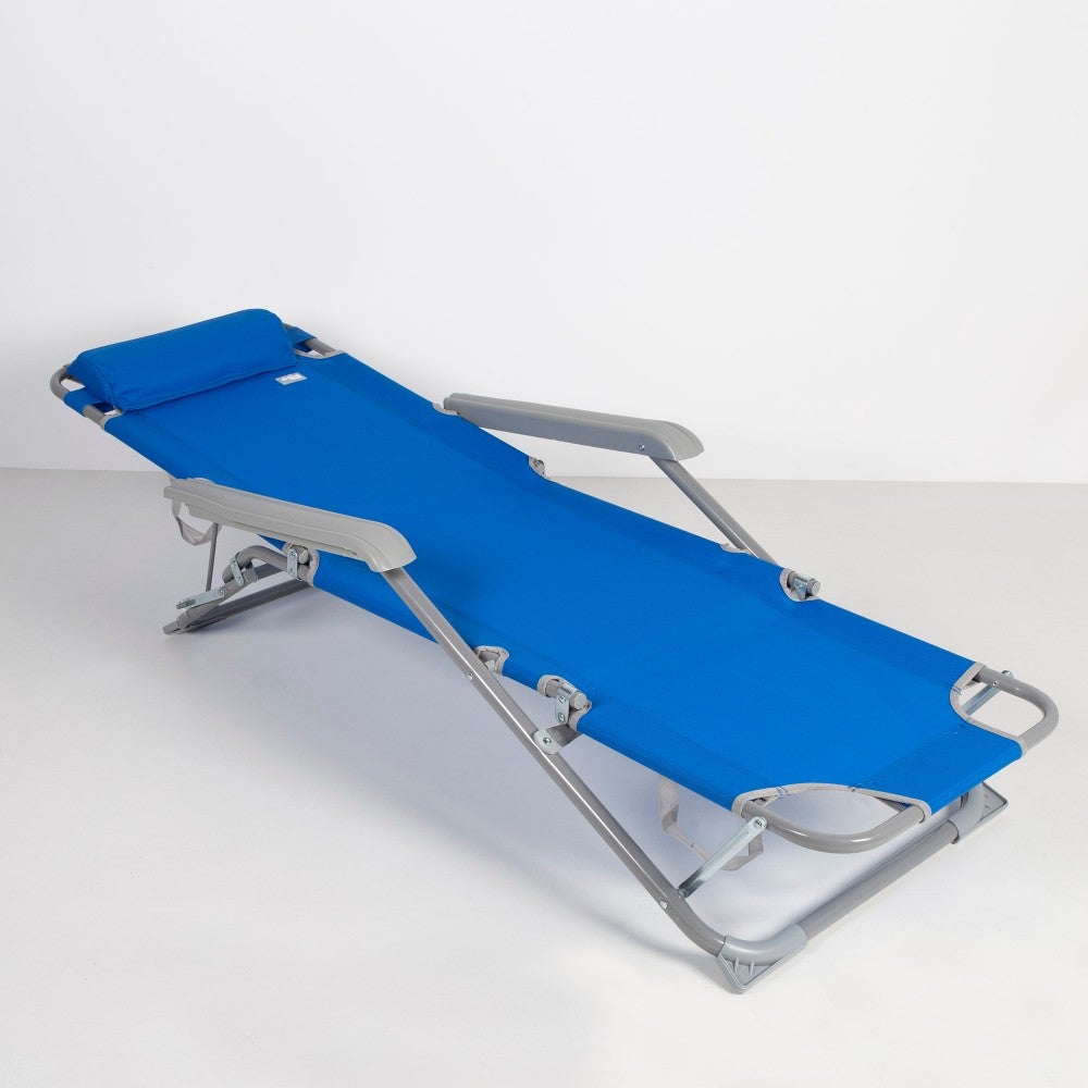 Tumbona plegable camping multiposición azul c/cojín Aktive - 2