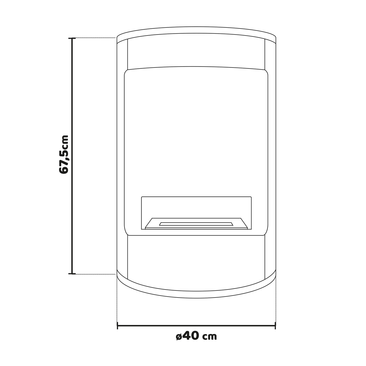 Ottaviano - Chimenea de bioetanol de suelo con doble estante de melamina, ø 40xH67,5 cm color negro - 5