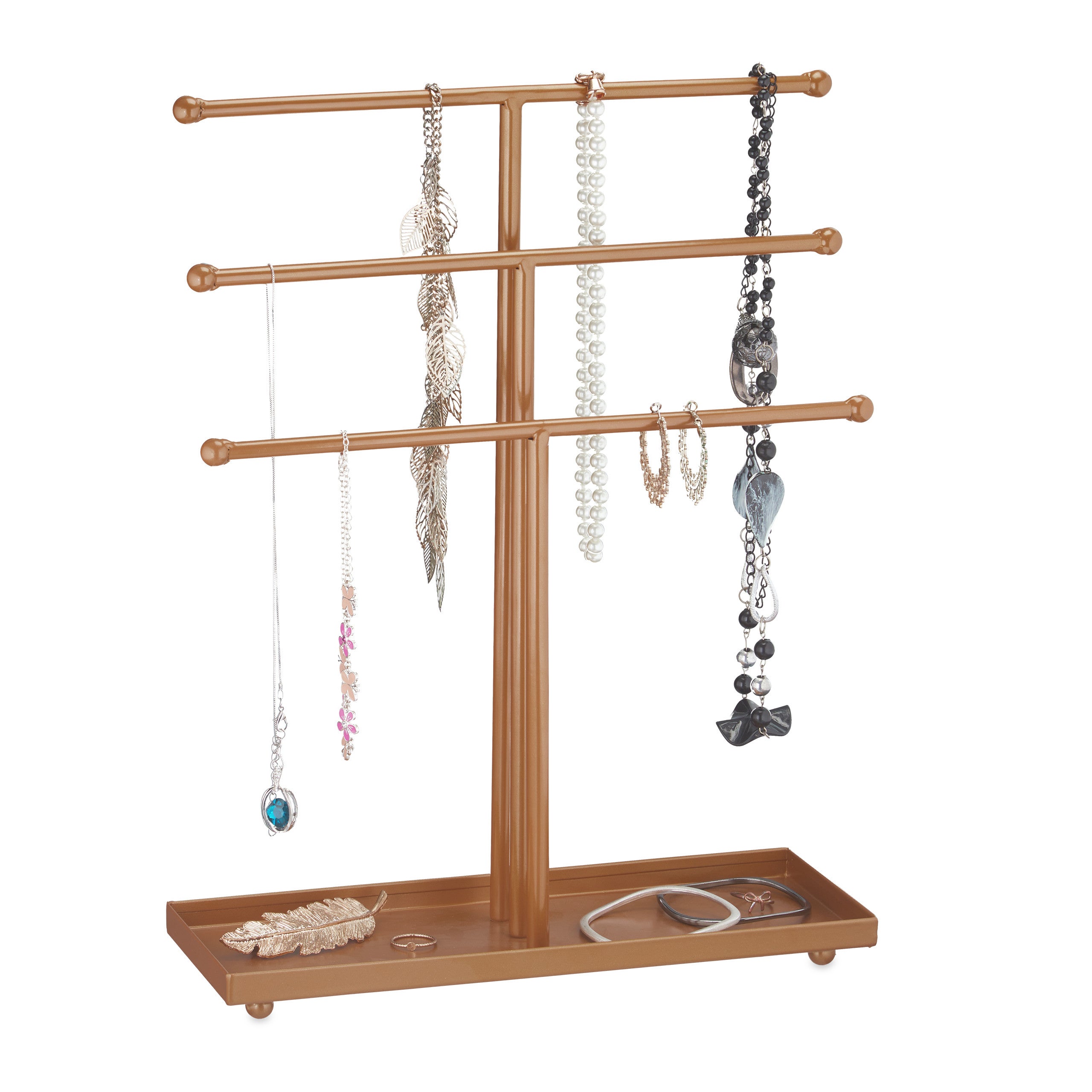 Porta Gioielli Metallo Legno YUTUY Porta Gioielli Da Appendere 4 Livelli - Espositore Per Collane, Orecchini E Bracciali Organizer Gioielli Parete - 13