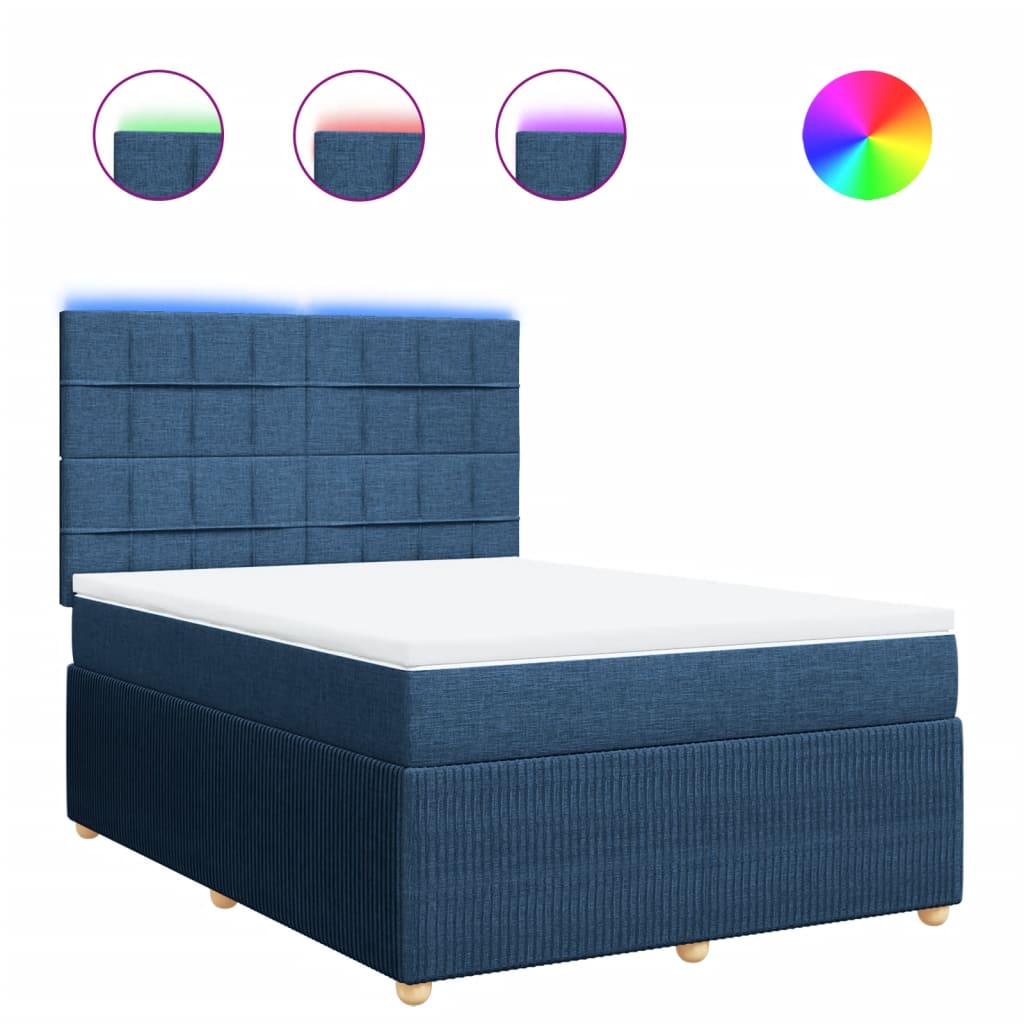 Maison Exclusive - Sommier à lattes de lit avec matelas Bleu 140x200 cm Tissu - 2