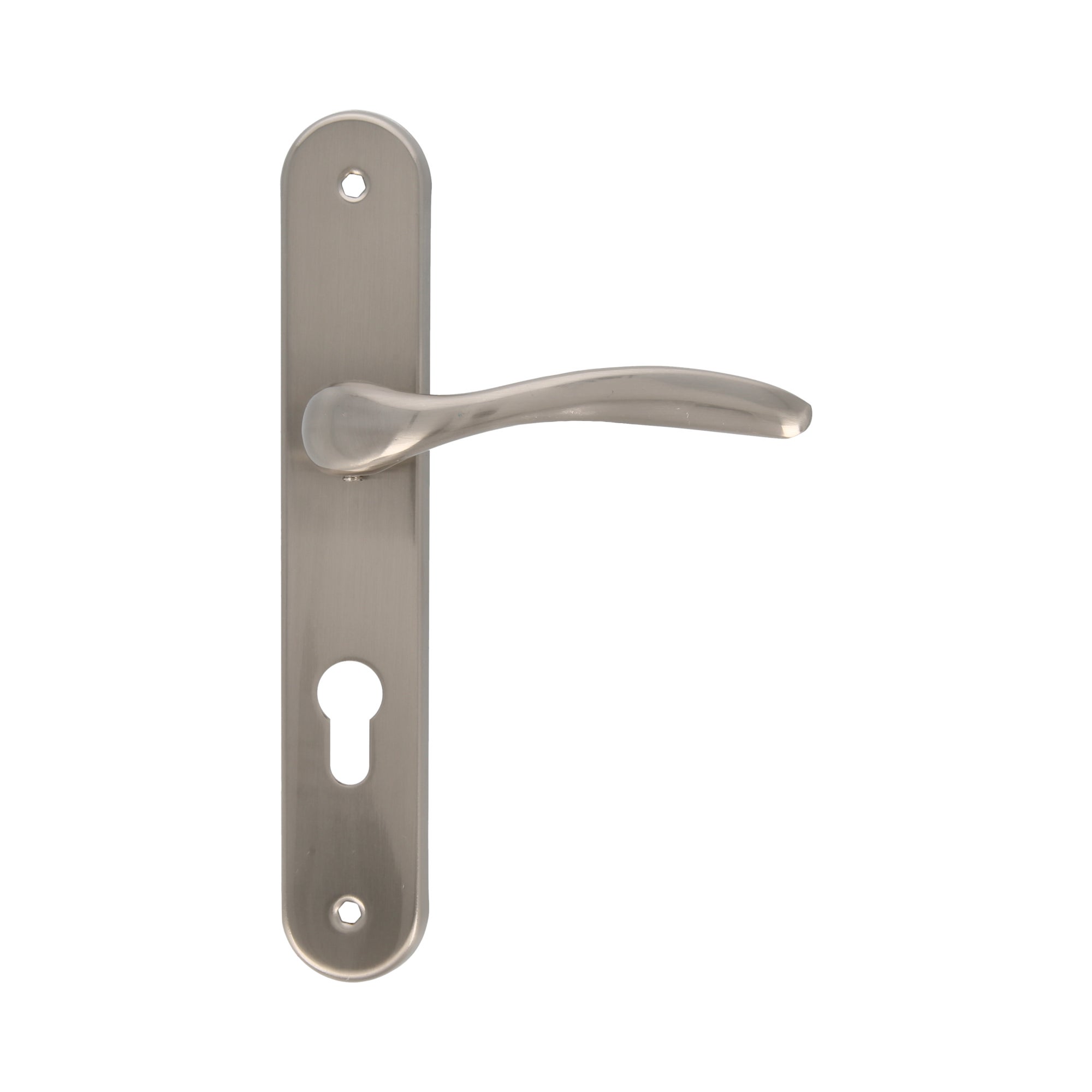 Amig - Set Maniglia per Porta - Modello Lena - Acciaio - 238 x 40 mm - Serratura di 85 mm - Colore: Cromato opaco - 2