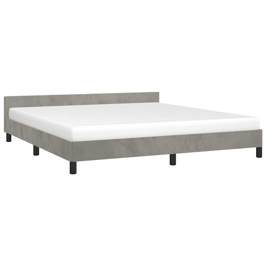 Cadre de lit sans matelas gris clair 160 x 200 cm en velours - 3