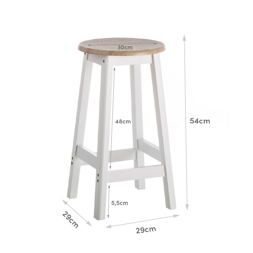 Set de 2 taburetes de cocina blanco y natural de MDF de Ø 29x54 cm - 4