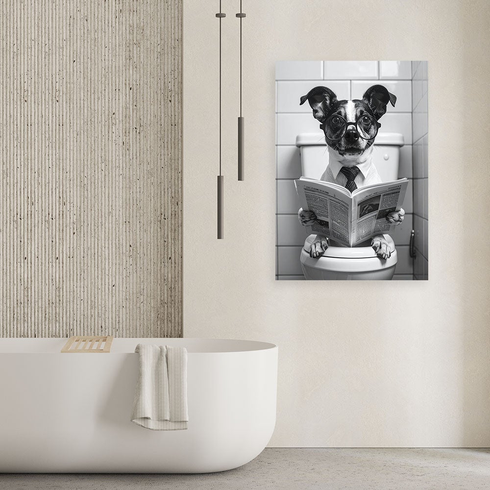 Obraz humorystyczny do łazienki i toalety, Pies w WC 80x120 - 2
