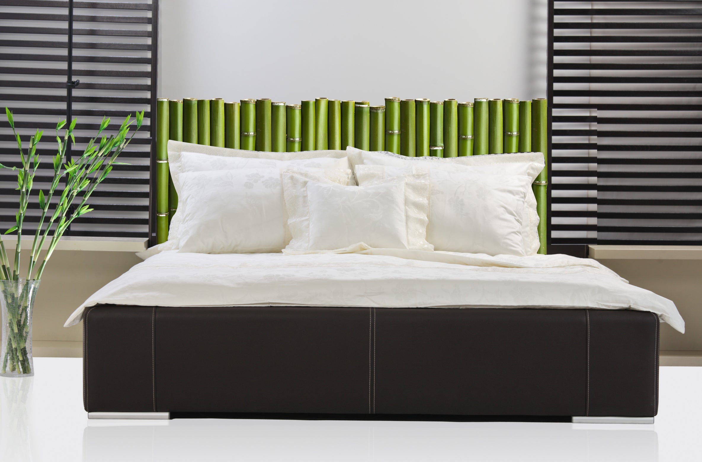 Pegatina decorativa de cabecera, pegatina de cabecera, foto de varillas de bambú unidas entre sí, 60 cm x 160 cm