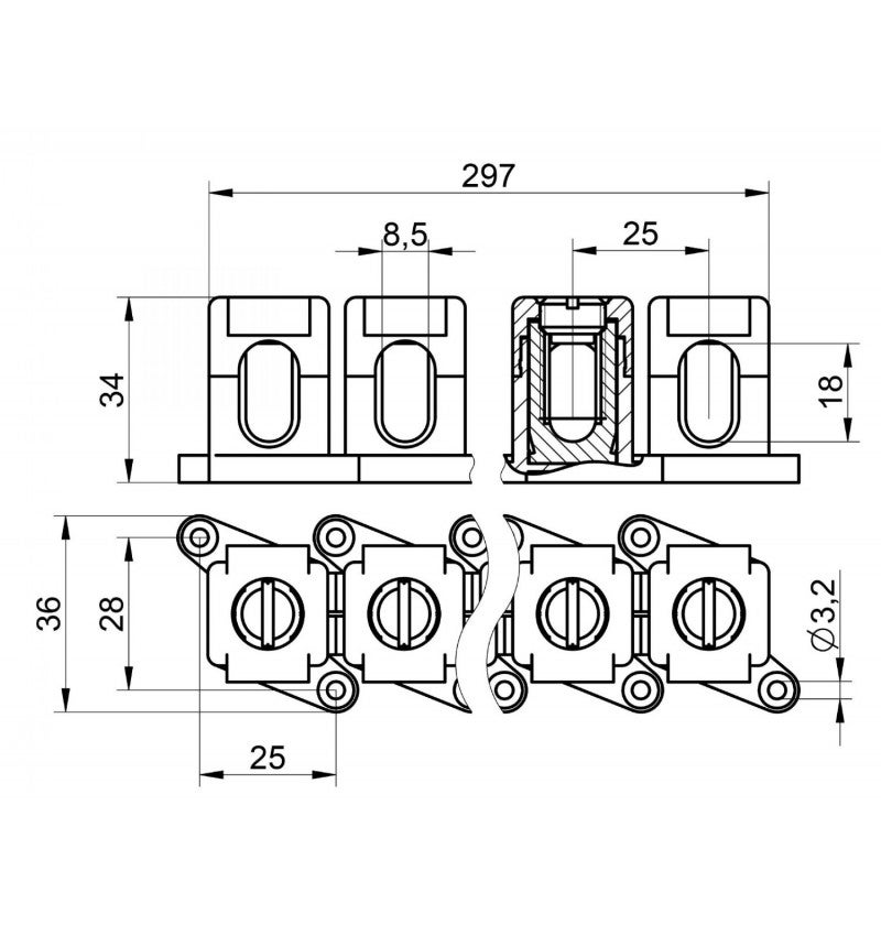Barra di connessione HPS 12P 2x25/35mm² in poliammide - TEKOX - 2