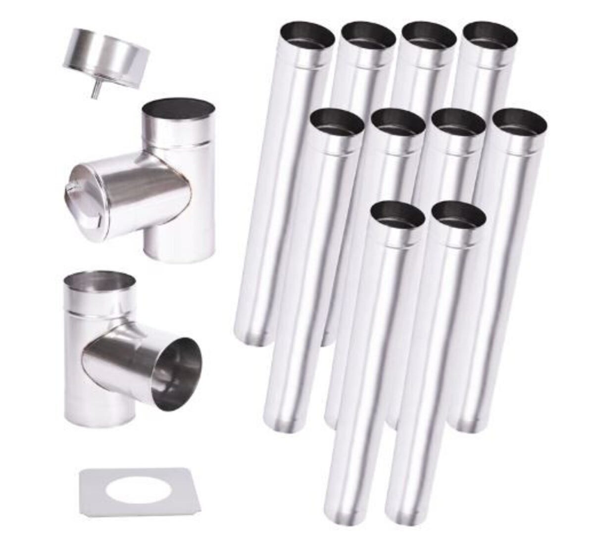 Conduit Inox Kit conduit cheminée simple paroi de 11 m ø - dimensions: 180 mm ...
