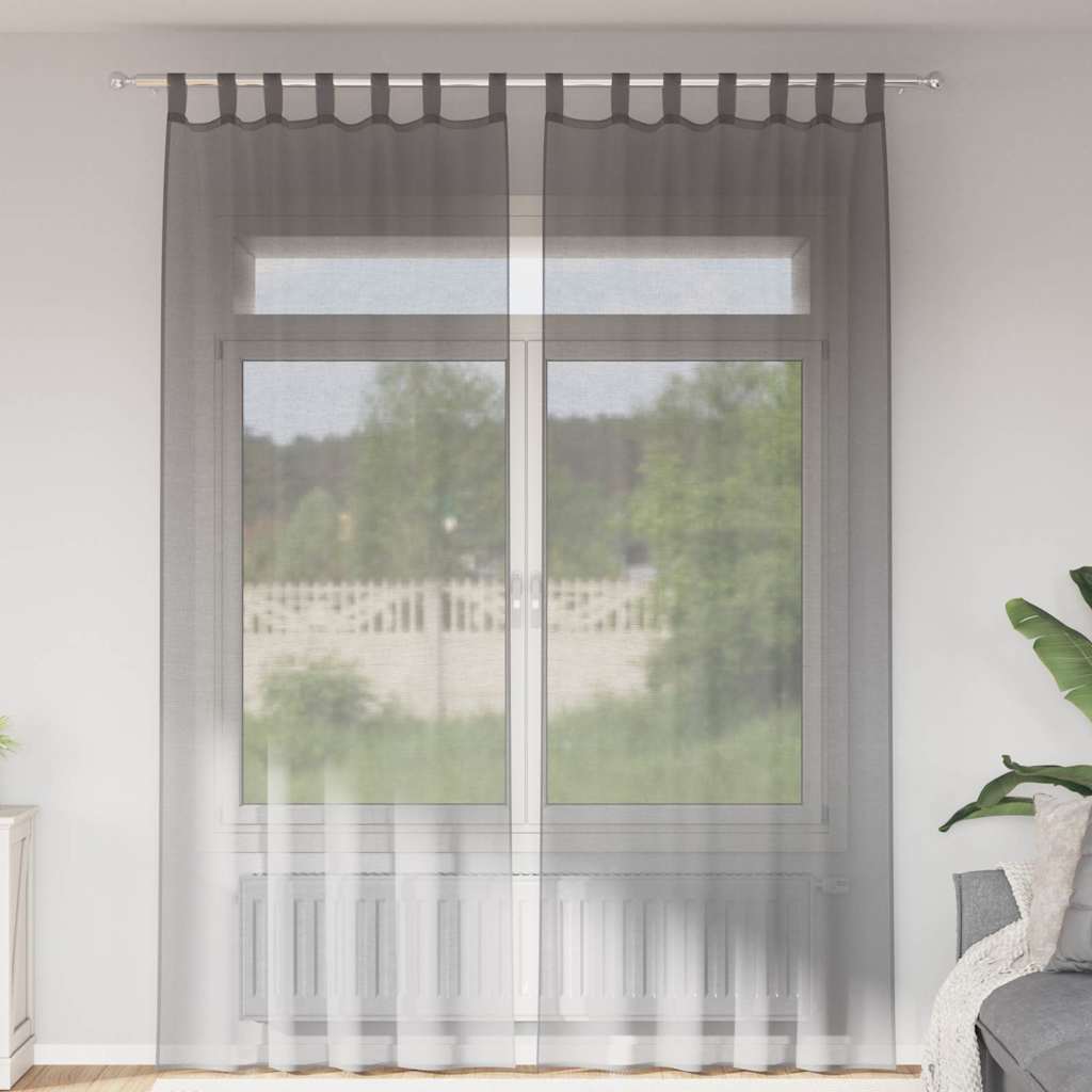 Zasłony woalowe z pętelkami 2 szt. Ciemnoszary 140x260 cm vidaXL