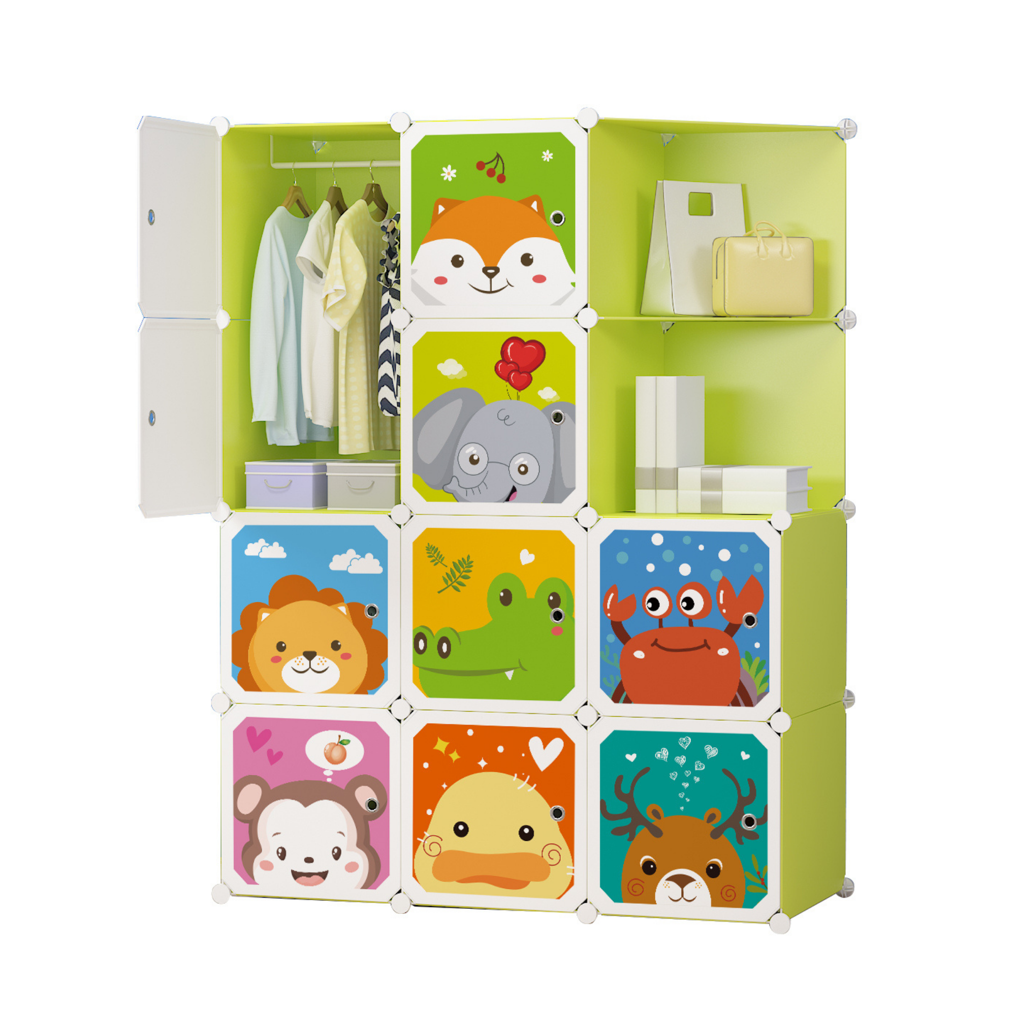 Armario modular. estantería de módulos. organizador de ropa de niños.