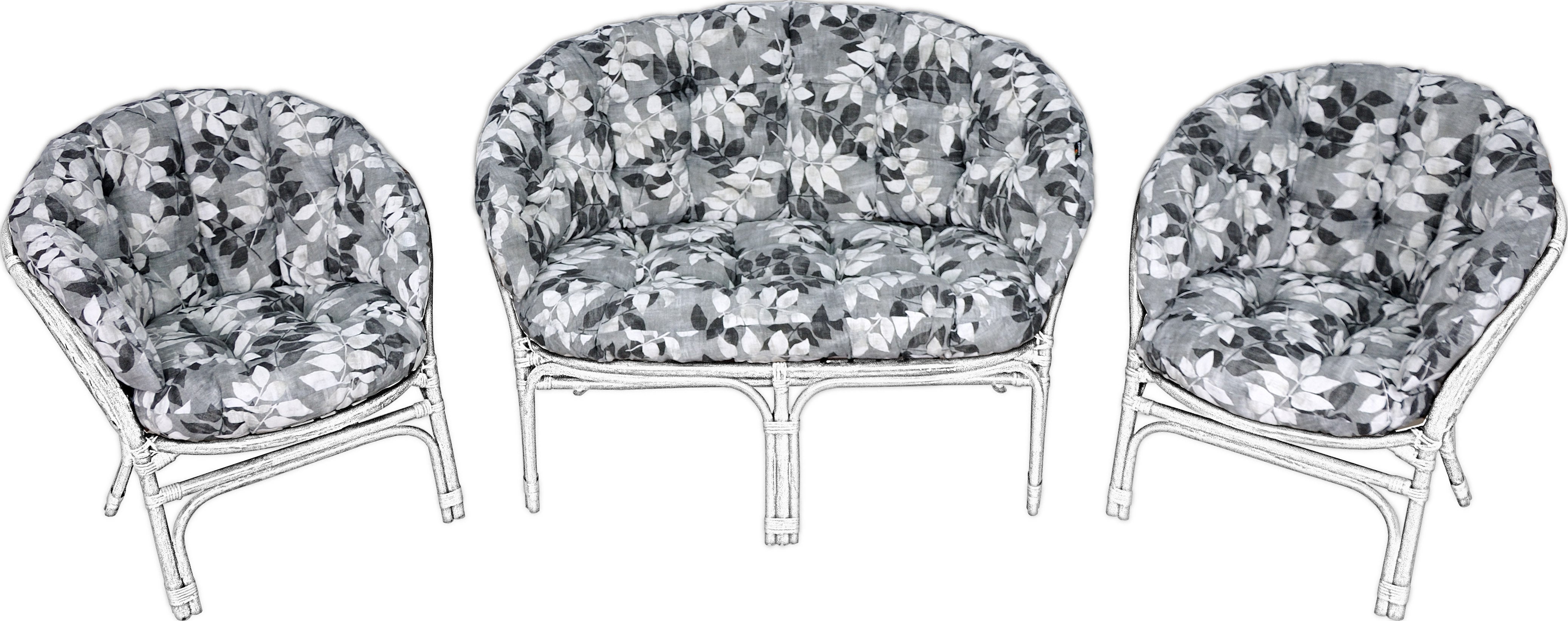 Poduszka na meble rattanowe wiklinowe AMPO komplet szary biały 1 szt.