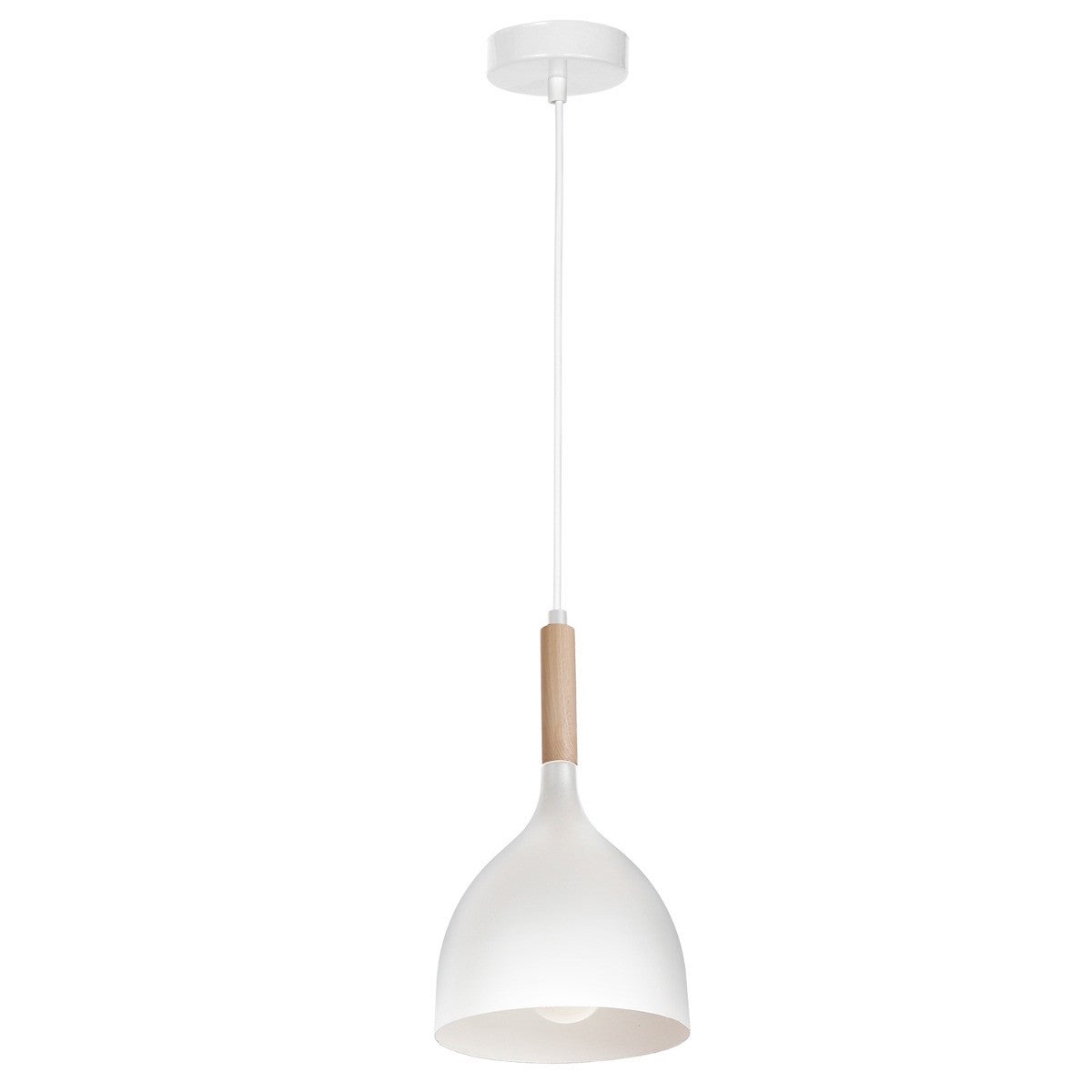 Lampa wisząca Noak Wood biały matowa-jasne drewno 1xE27x15W nad stół wym: 110 x 17 x 17 cm metal Luminex
