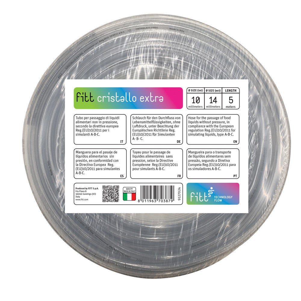 FITT CRISTALLO EXTRA Tuyau 10x14 mm 5 m, Certifié pour le Passage d’Eau et de Liquides Alimentaires Sans Pression, Teneur en Alcool Jusqu’à 50 % Vol - 4