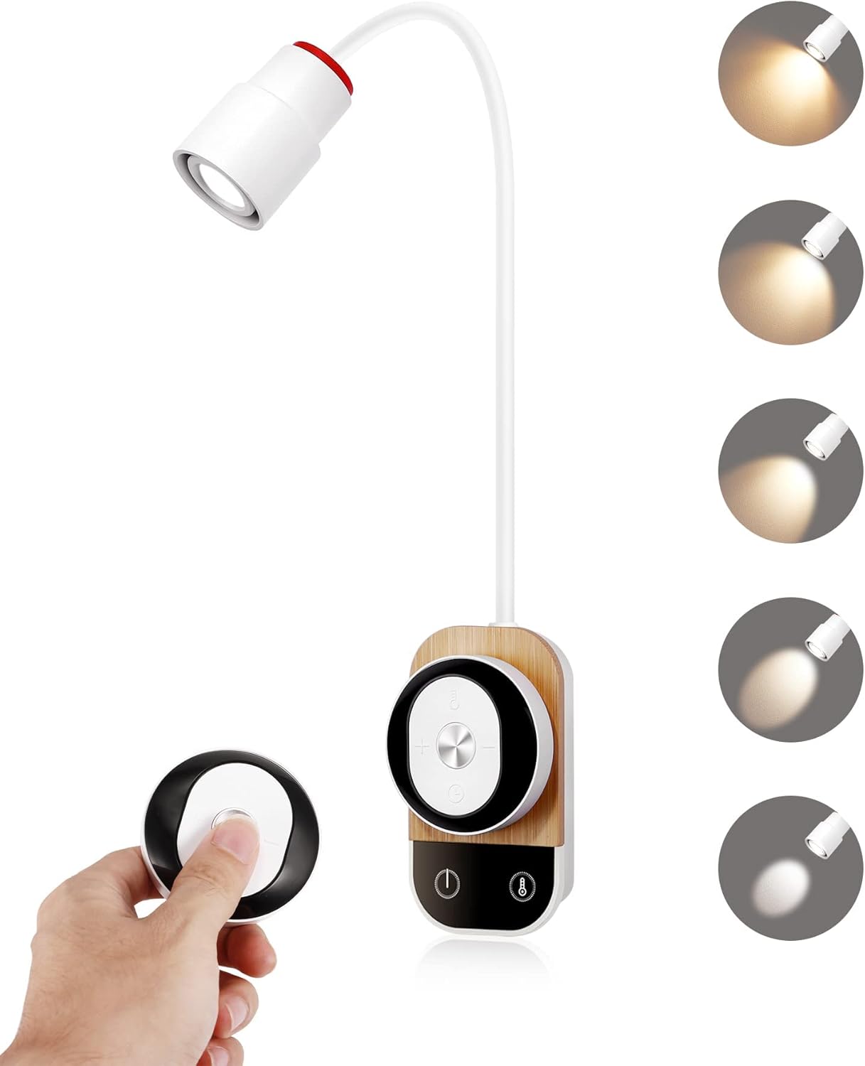 Lampka ścienna do czytania z 5 poziomami jasności, idealna do czytania w łóżku lub w sypialni. Lampka do czytania, lampka nocna, kinkiet.