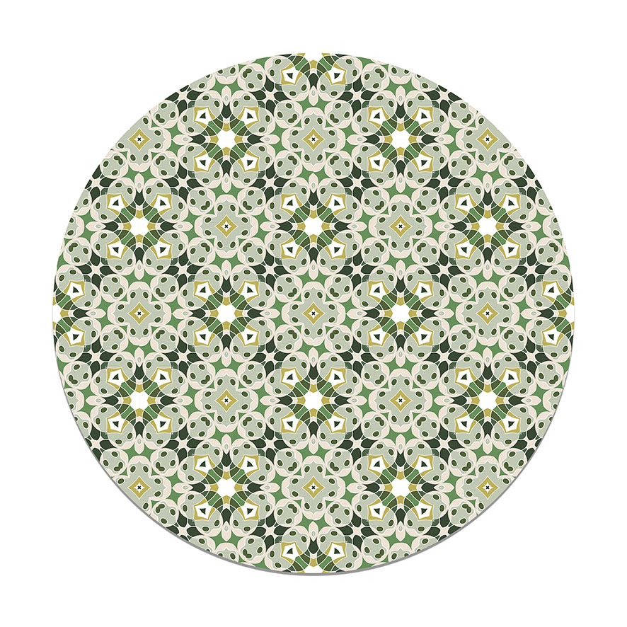 Panorama alfombra vinílica - alfombra de vinilo cocina, habitación, pasillo - decoración hogar - redonda hidráulica tipo oriental verde 100x100 cm