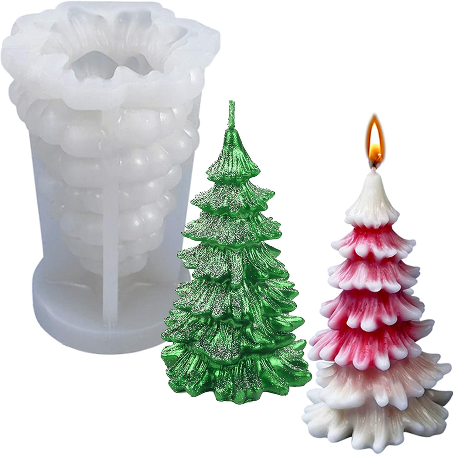 Moule En Silicone Haute Transparence En Forme De Sapin De Noël - Pour Bougies, Résine, Chocolat, Savon