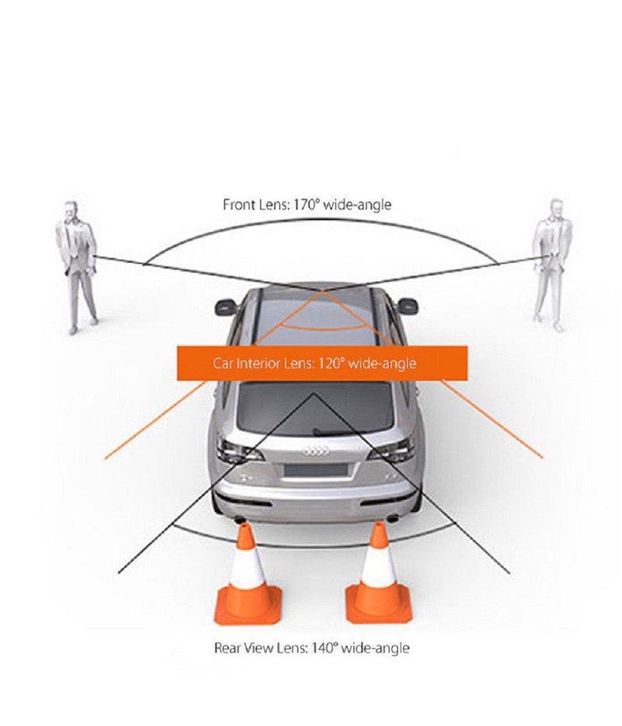 Trade Shop - Telecamera Dvr Per Auto Camper Full Hd 1080p 3 Telecamere Interna Esterna Lcd 4' - - 5