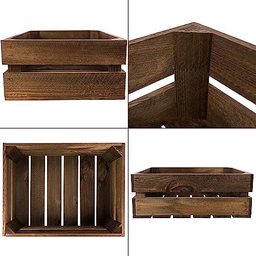 Creative Deco Caisse en Bois Wengé | 40 x 30 x 15 cm | Caisse Rangement Bois | Caisse en Bois Vintage | Cagette en Bois | Caisse en Bois Rangement - 9