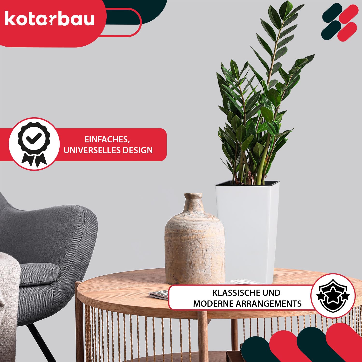 Doniczka 140x140x267 mm urbi square biała z wkładem - KOTARBAU - 2