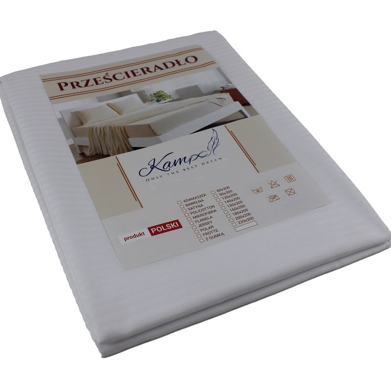 Zdjęcia - Pościel Kam-Pol prześcieradło hotelowe pasek 4 mm biały 160x240 cm
