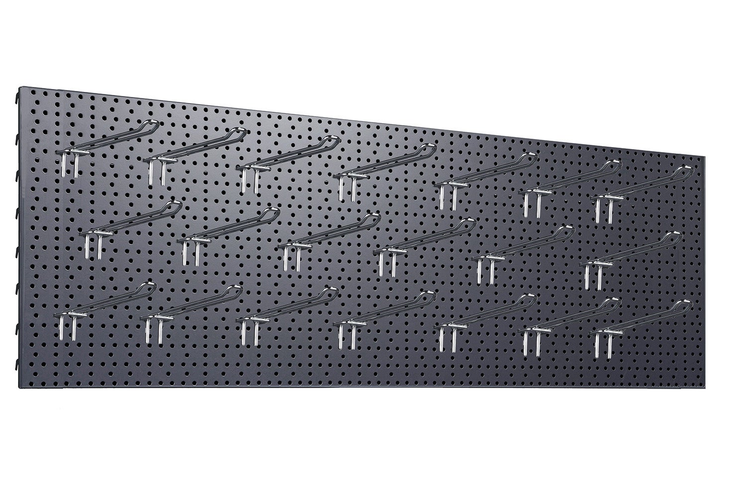 Zestaw Tablica warsztatowa 125x40cm ciemny szary + 20x Zawieszki podwójne fi4 20cm KTD