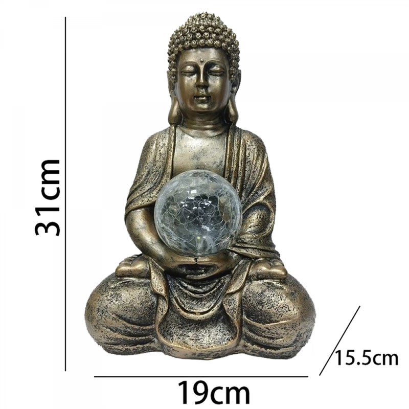 Solarna lampa Buddy z żywicy, dekoracja ogrodowa, zen figura