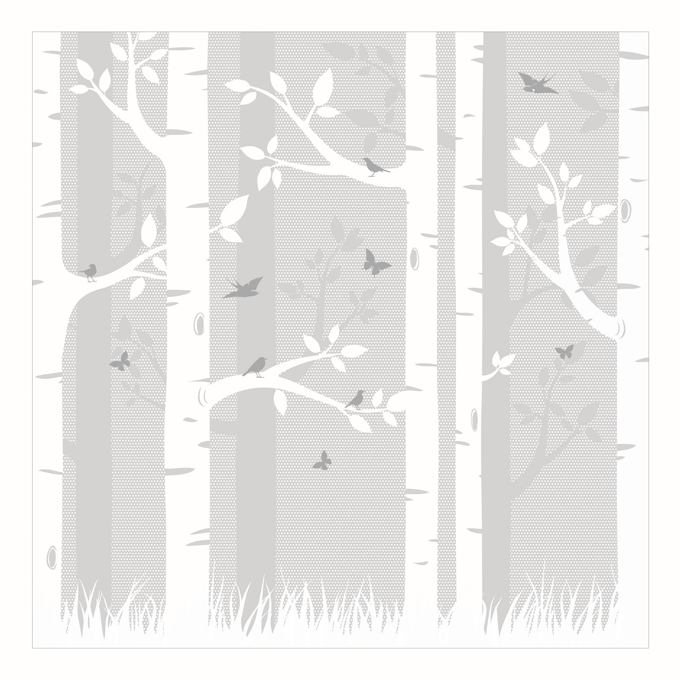 Papel pintado fotomural ilustración bosque naturaleza mariposas 20 - habitación infantil juvenil niño niña bebé - tnt 192 x 192 cm smart