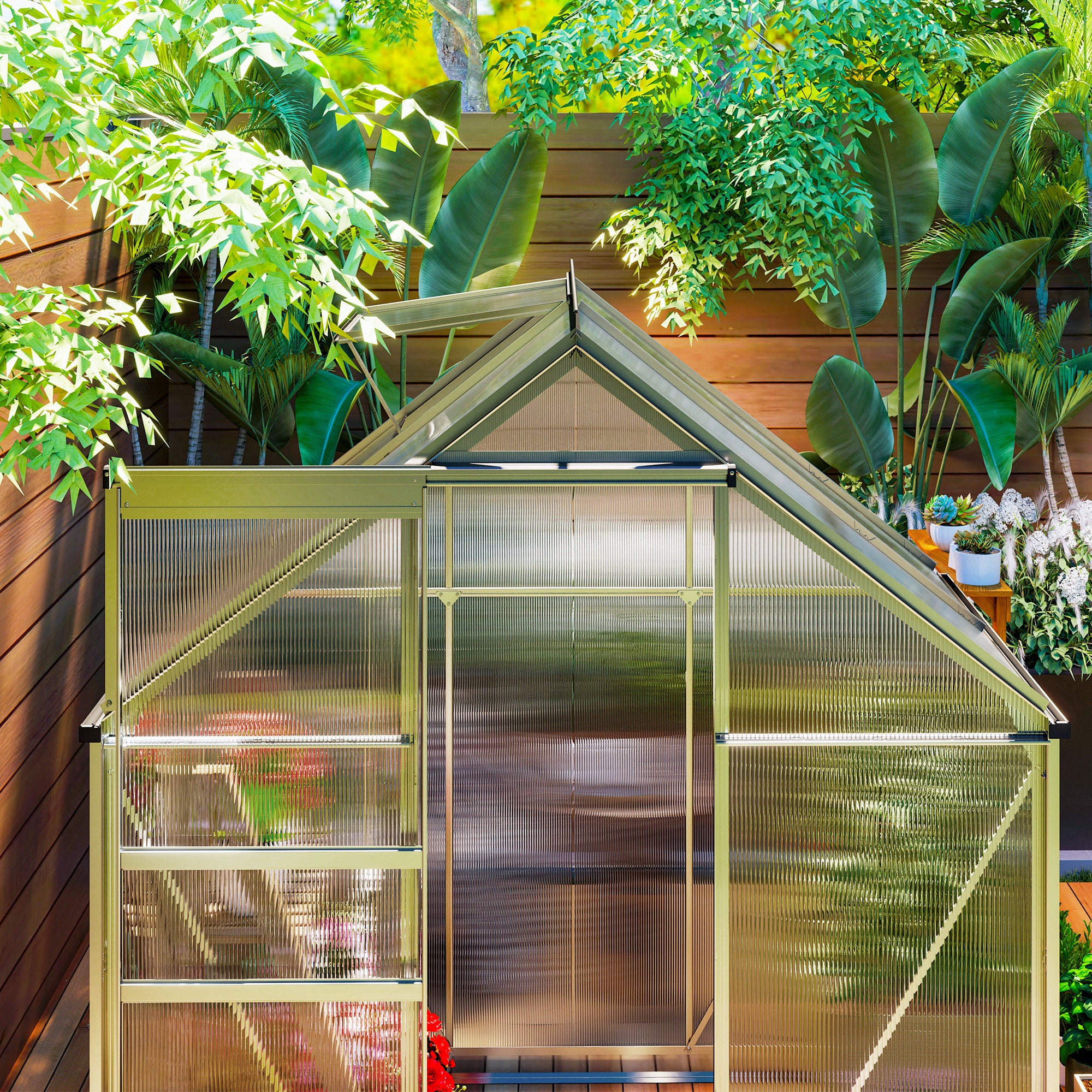 Serre de jardin polycarbonate Outsunny - 8