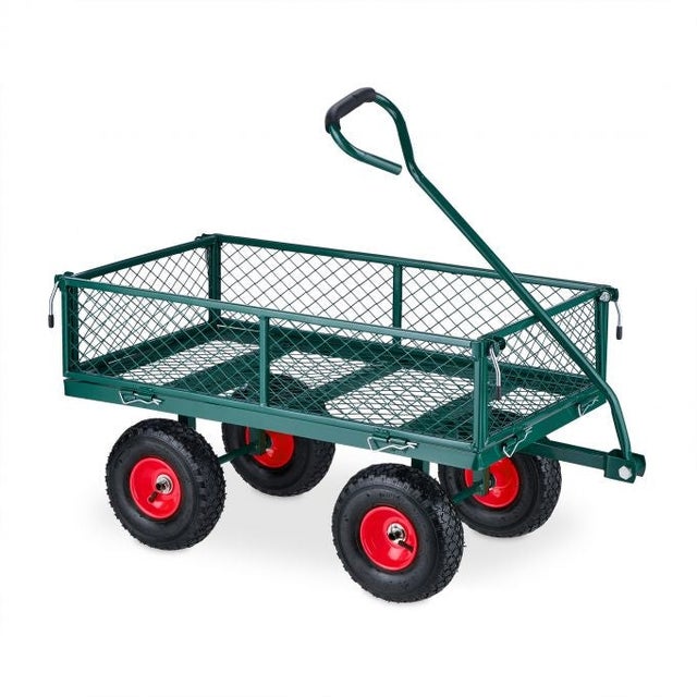 Relaxdays Chariot De Jardin 500kg - Côtés Rabattables, Bâche Amovible, Roues Profilées, Vert