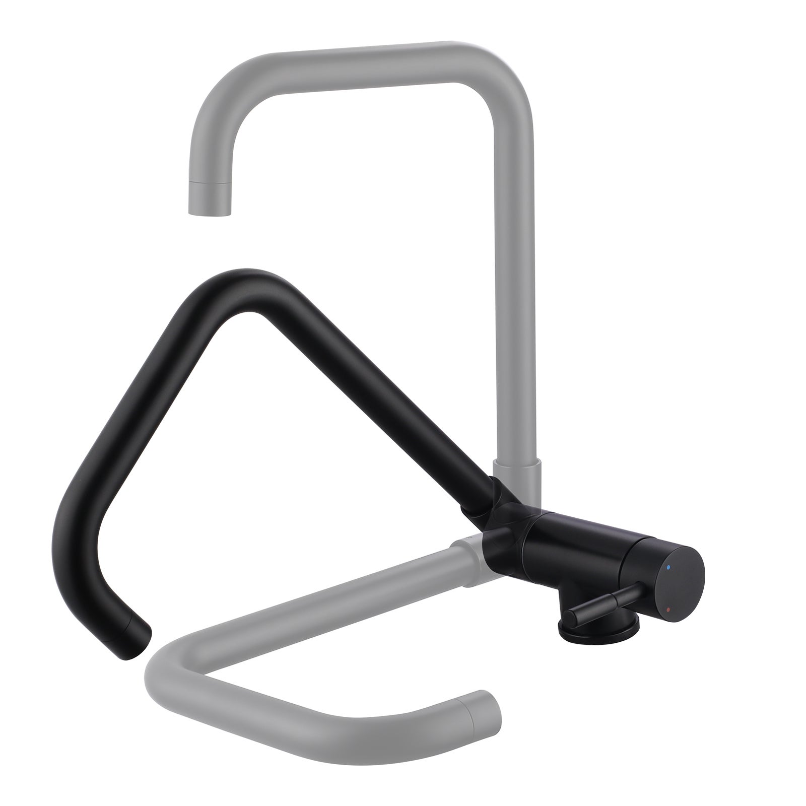 LOVHAUS Bateria Kuchenna pod Okno, Zestaw 2 Sztuki Składanej Baterii Kuchennej, Obrotowa o 360° Bateria z Przednim Okienkiem