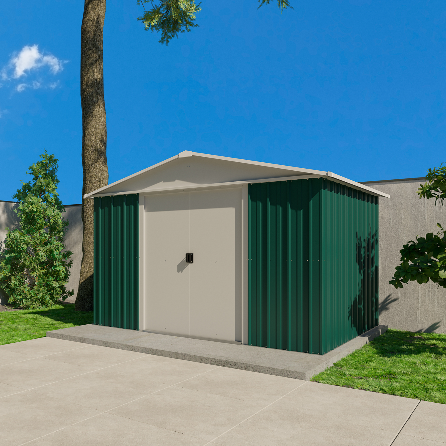 Abri de jardin en acier vert - 7,18 m² - 3