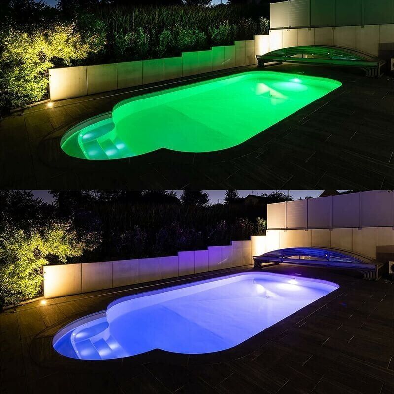 Projecteur Piscine LED , 35W Lampe Piscine extra-plats RGB Dimmable Multicolore Changement LED Submersible avec Télécommande - 2